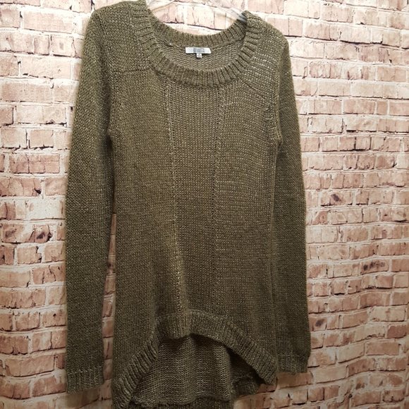 BB Dakota Pullover Sweater Brown Textured Long Sleeve Hi-Low Size Small - Picture 2 of 12